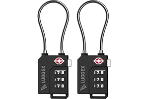 LUGGEX Luggage Lock, TSA Locks for Luggage, Suitcases Locks TSA Approved, Ease of Use & Durable(Black,2 Pack)