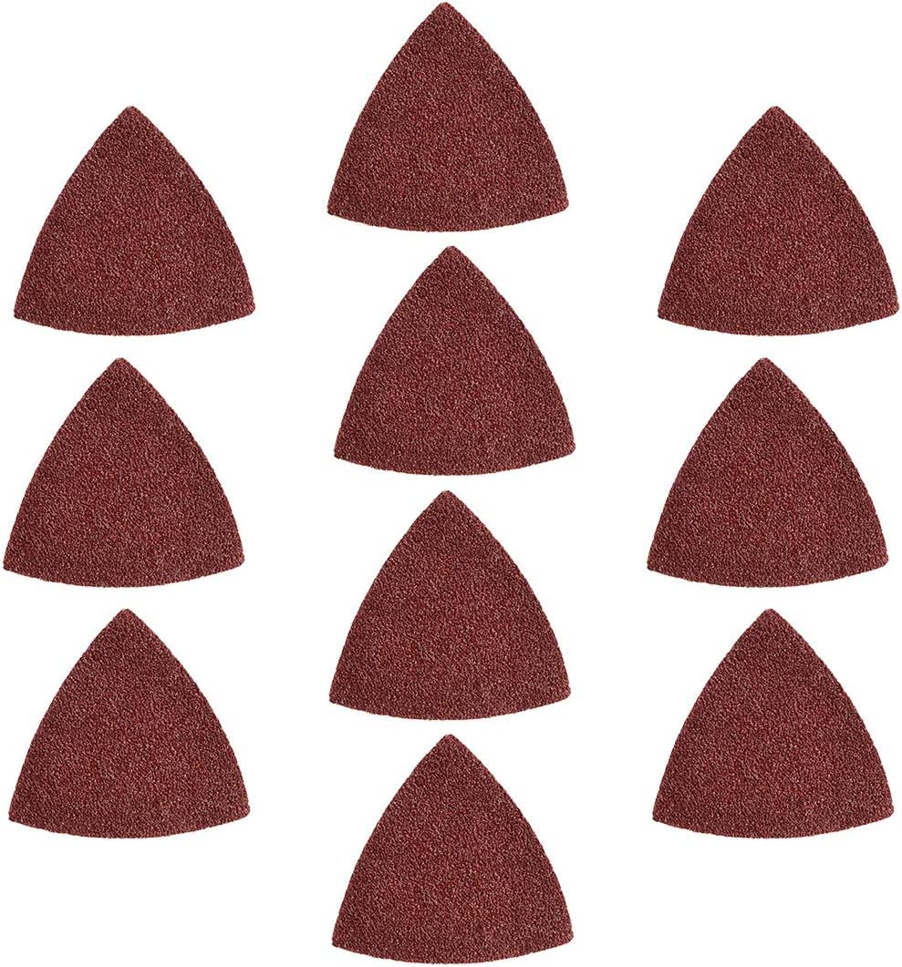 TA-VIGOR 40 Grit Detail Sander Sandpaper 10Pcs, Triangular Sanding Hook and Loop Abrasive Paper Multi Tool Sanding Pad for Wood Furniture 40# 83x83x83mm
