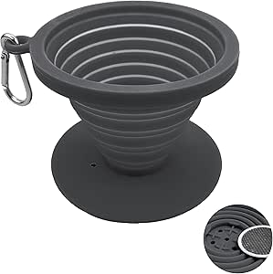 Collapsible Coffee Dripper Pour Over Coffee Filter, Silicone Reusable Coffee Maker,Paperless Coffee Brew Maker,Dishwasher Safe,Carabineer for Hiking, Backpacking,Camping,Home,Office(Grey)
