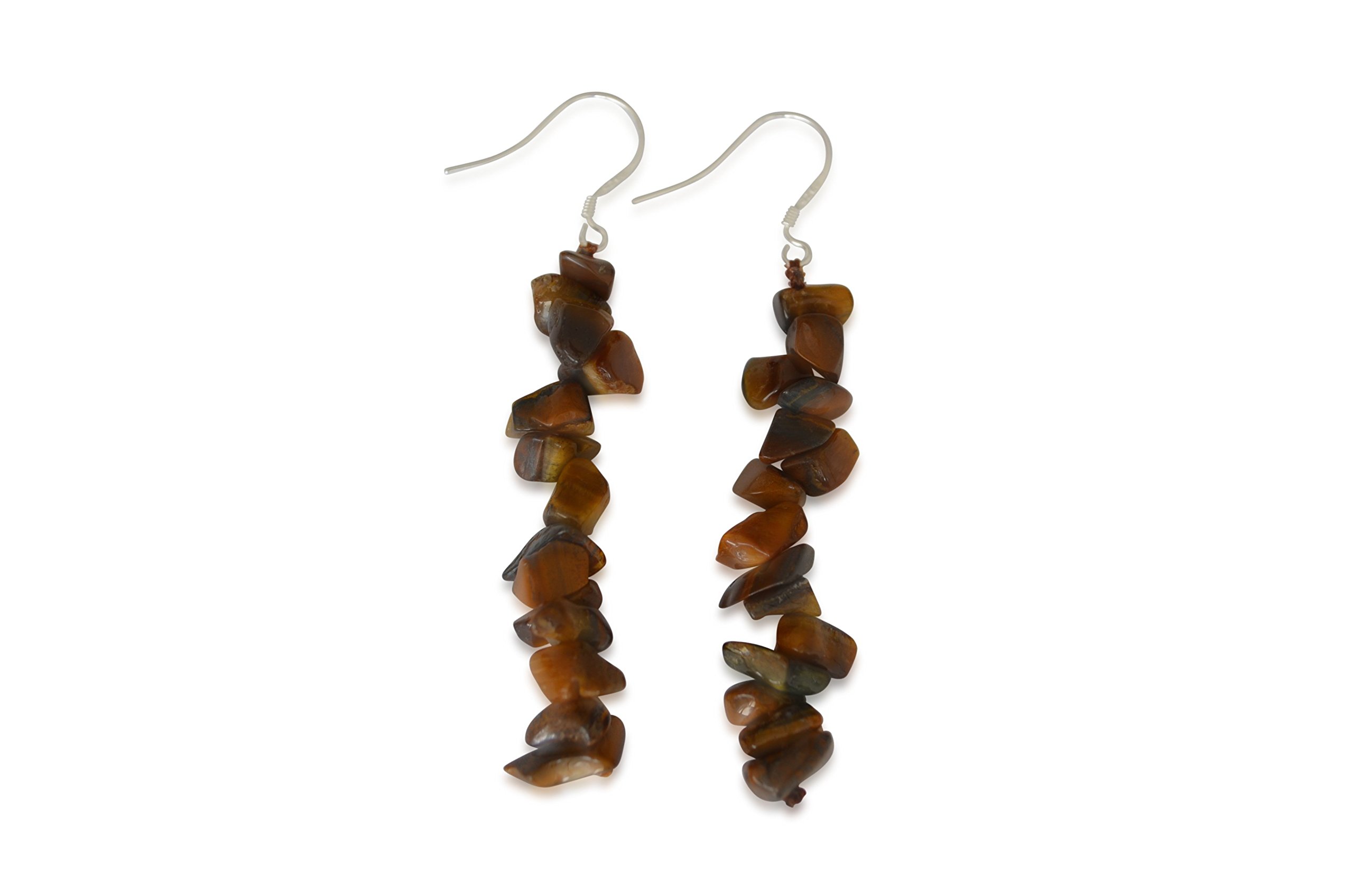 Tiger's Eye Drop Earrings, Natural, Pack of 5 – 8 mm 925 Silver
