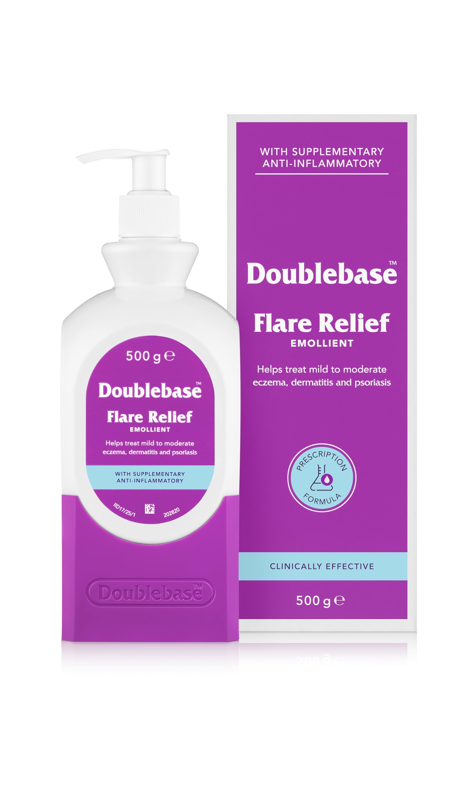 Doublebase Flare Relief Emollient for the Treatment and Relief of Dry Skin Conditions such as Eczema and Psoriasis and Dermatitis (Packaging May Vary), 500g Pump Pack