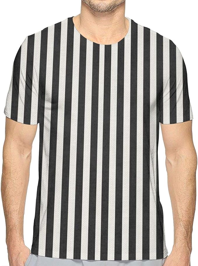 Black & White Linen Look Classic Vertical Stripe Men's Short Sleeve TShirt Men's Funny TShirt