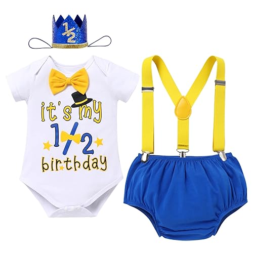 Newborn Toddler Baby Boys Half Birthday Cake Smash Outfit Short