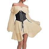 Sunidol Womens Two Piece Corset Dress Off Shoulder Bell Sleeve Party Mini Fairy Bustier Dresses
