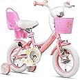 Glerc Maggie Girls Bike, 12-20 Inch Kids Bike for 2-13 Years Old Children, Princess Style Kids Bicycle with Doll-Seat & Basket & Training Wheels, Multiple Colors