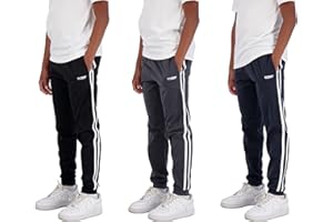 Hind Boys 3-Pack Fleece and Tricot Jogger Sweatpants with Pockets for Athletic & Casual Wear