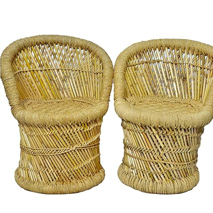 Brightway Collection - Handicraft Bamboo Cane Bar Stool Mudda for Indoor/Outdoor Furnishings (Multicolour, 63)