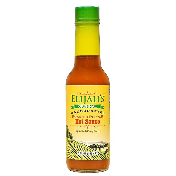 ELIJAH’S XTREME ORIGINAL ROASTED PEPPER HOT SAUCE, MADE WITH FIRE ROASTED CAYENNE & JALAPEÑO PEPPERS, MILD HOT SAUCE, ALL NATURAL, GLUTEN FREE, VEGAN, KETO, (5OZ BOTTLE)