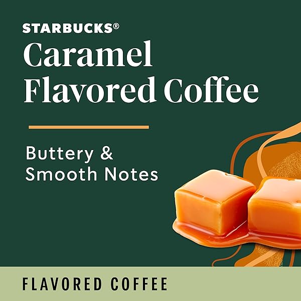 STARBUCKS K-CUP COFFEE PODS, CARAMEL FLAVORED COFFEE, NATURALLY FLAVORED, 100% ARABICA, 1 BOX (10 PODS)