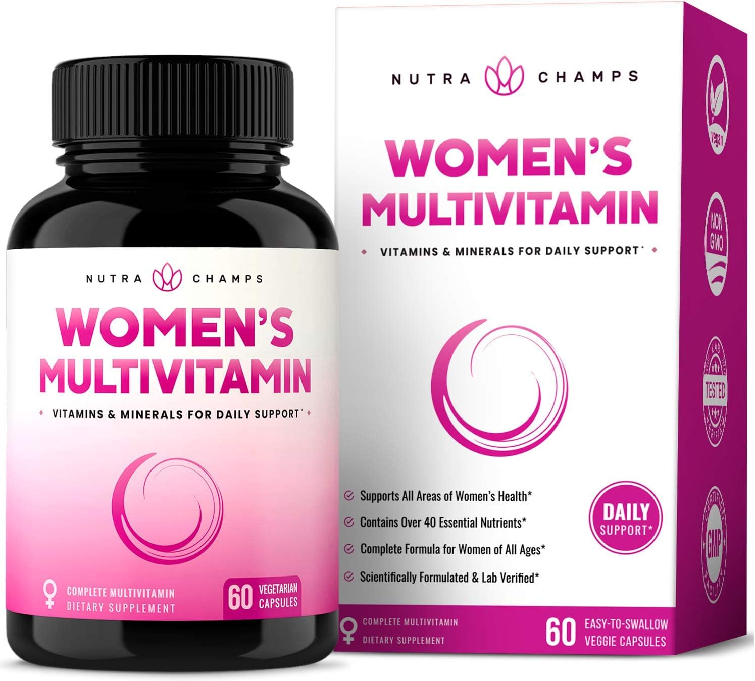 Amazon Com Women S Daily Multivitamin Supplement Vegan Capsules With Biotin Vitamins A B C D E K Calcium Zinc Lutein Magnesium Premium Multimineral Multivitamin For Women Health Personal Care