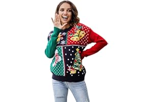 Ivnkeenes Ugly Christmas Sweater Adult Women Novelty Print Crew Neck Long Sleeve Festival Pullover Sweater
