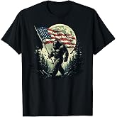 Big Foot Bigfoot Sasquatch American Flag Patriotic 4th July T-Shirt