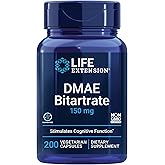 Life Extension DMAE Bitartrate, Supports neurotransmitter Production, 6-Month Supply, Gluten-Free, Non-GMO, Vegetarian, 200 Capsules