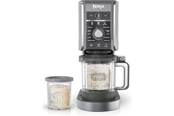 Ninja NC501 CREAMi Deluxe 11-in-1 Ice Cream & Frozen Treat Maker for Ice Cream, Sorbet, Milkshakes, Frozen Drinks & More, 11 Programs, Perfect for Kids, Silver, 11 Functions + (2) 24 oz. Pints