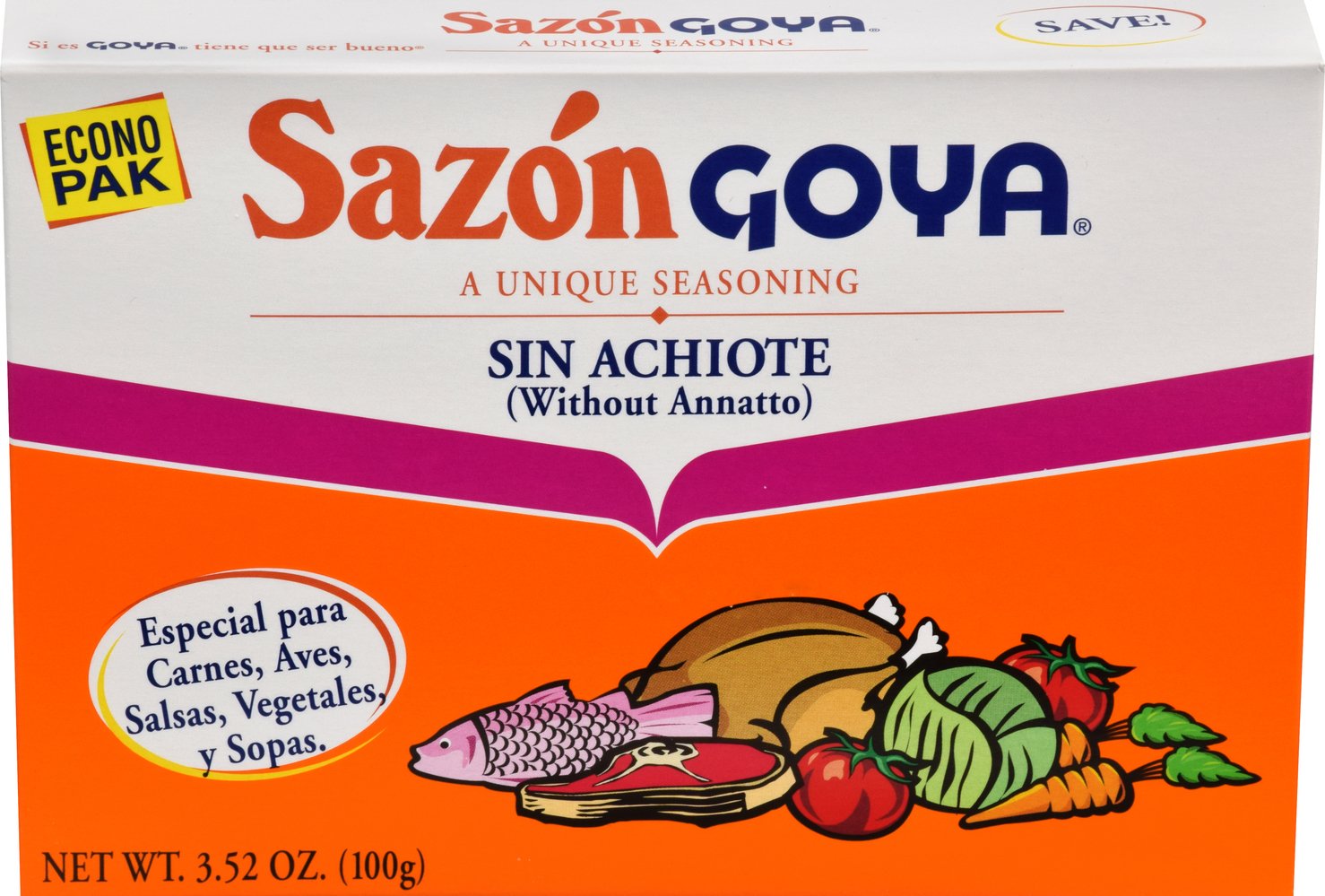 Goya Sazon Seasoning Without Annatto, 3.52 Ounce