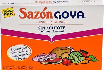 Goya seasoning without annatto monosodium glutamate, salt, garlic Powder, onion Powder, spices, Spice extracts, Natural Color (041331037785)