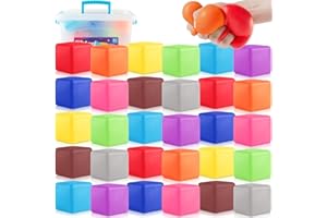 VIROUCAL Slow Rising Stress Cube 30 Pack, Square Cube Fidget Ice Cube Stress Balls, Dough Stress Balls Soft Fidget Squishy Toys for Anxiety Relief, Pull Stretch Squishy Toy, Classroom Prize Box Toys (30PACK)