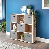 spot on dealz 9 Cube Storage Unit with 5 Baskets Oak 89x28.3x89cm view 7