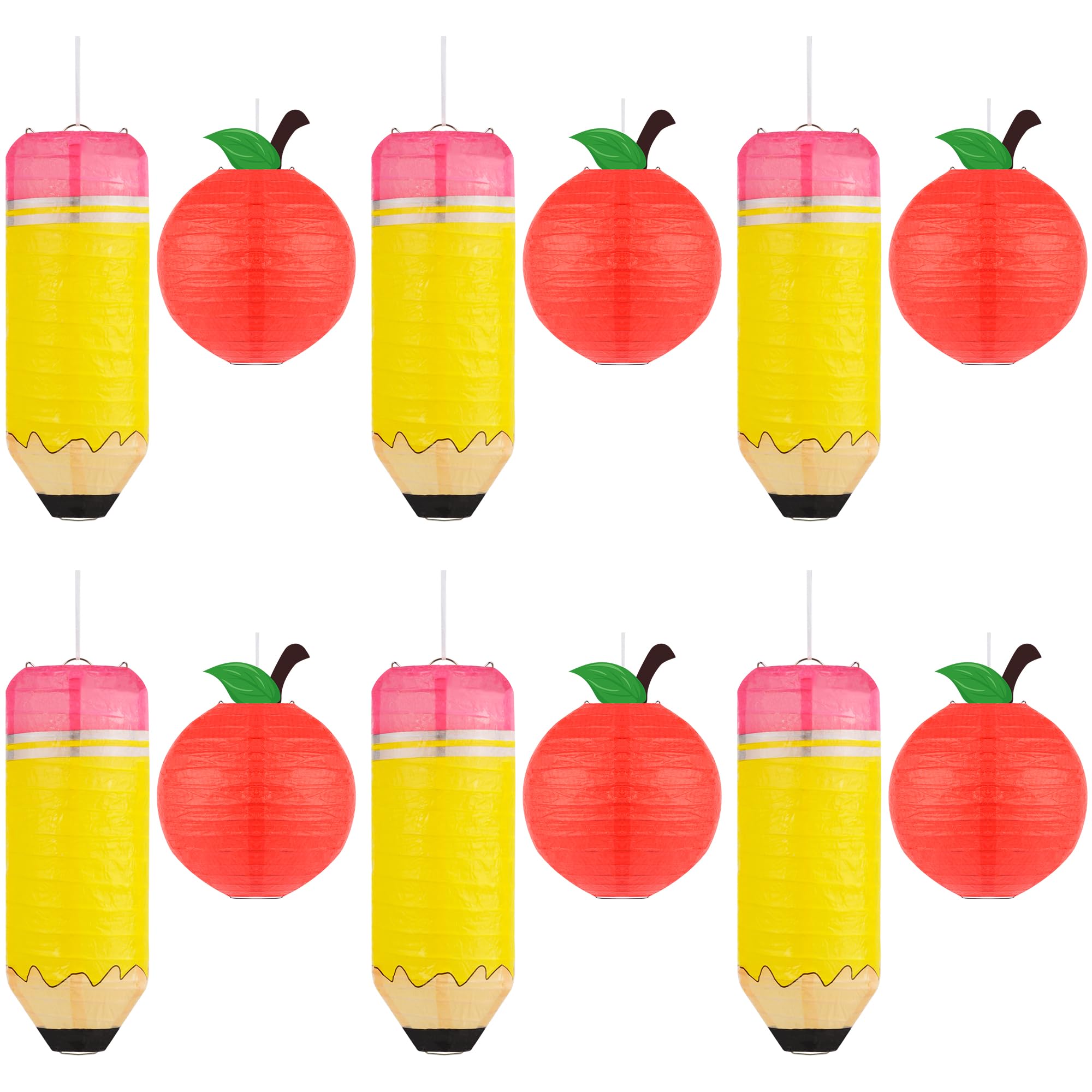 Photo 1 of Qumenan 12Pcs Back to School Decorations Pencil Apple-Shaped Hanging Paper Lanterns Classroom Decor for First Day of School Party Supplies Decor