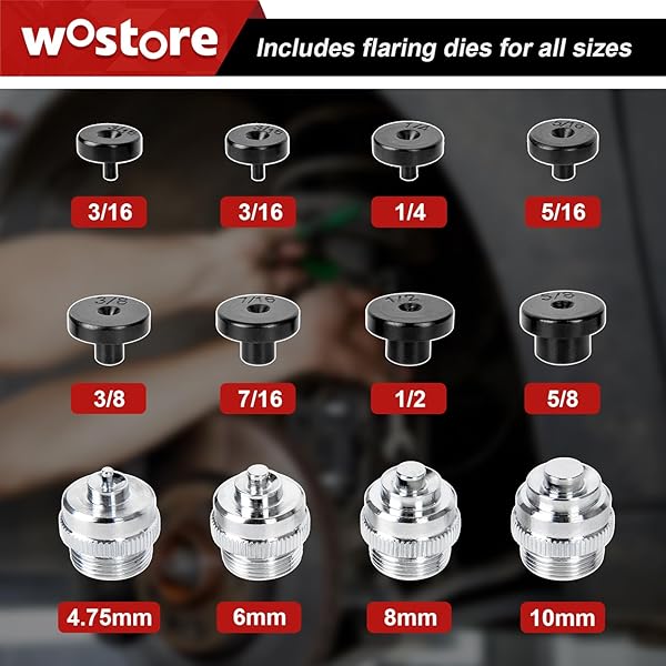 WOSTORE PROFESSIONAL BRAKE LINE FLARE KIT FOR SINGLE, DOUBLE (SAE) FLARES & BUBBLE (ISO) FLARES WITH TUBING CUTTER PIPE REAMER FOR 3/16-5/8″ 7 SIZES