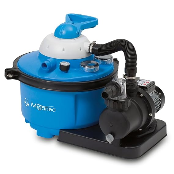 Miganeo® Sandfilteranlage 8,5 m³ Pumpe mit integrierter Zeitschaltuhr für Pool bis 33m³