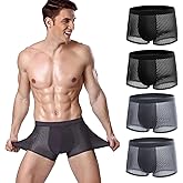 Zoelizece Fiber Boxer Briefs Comfort Soft Breathable Cool Ice Silk Mens Underwear with 3D Pouch