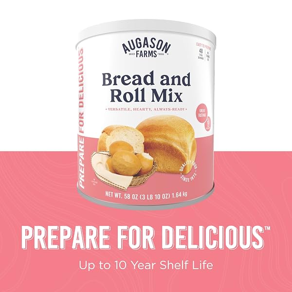 BREAD AND ROLL MIX CAN EMERGENCY FOOD SUPPLY, 48 SERVINGS, 10 YEAR SHELF LIFE – MAKES 6 LOAVES OR 72 BREAD ROLLS FOR PREPARED MEALS READY TO EAT