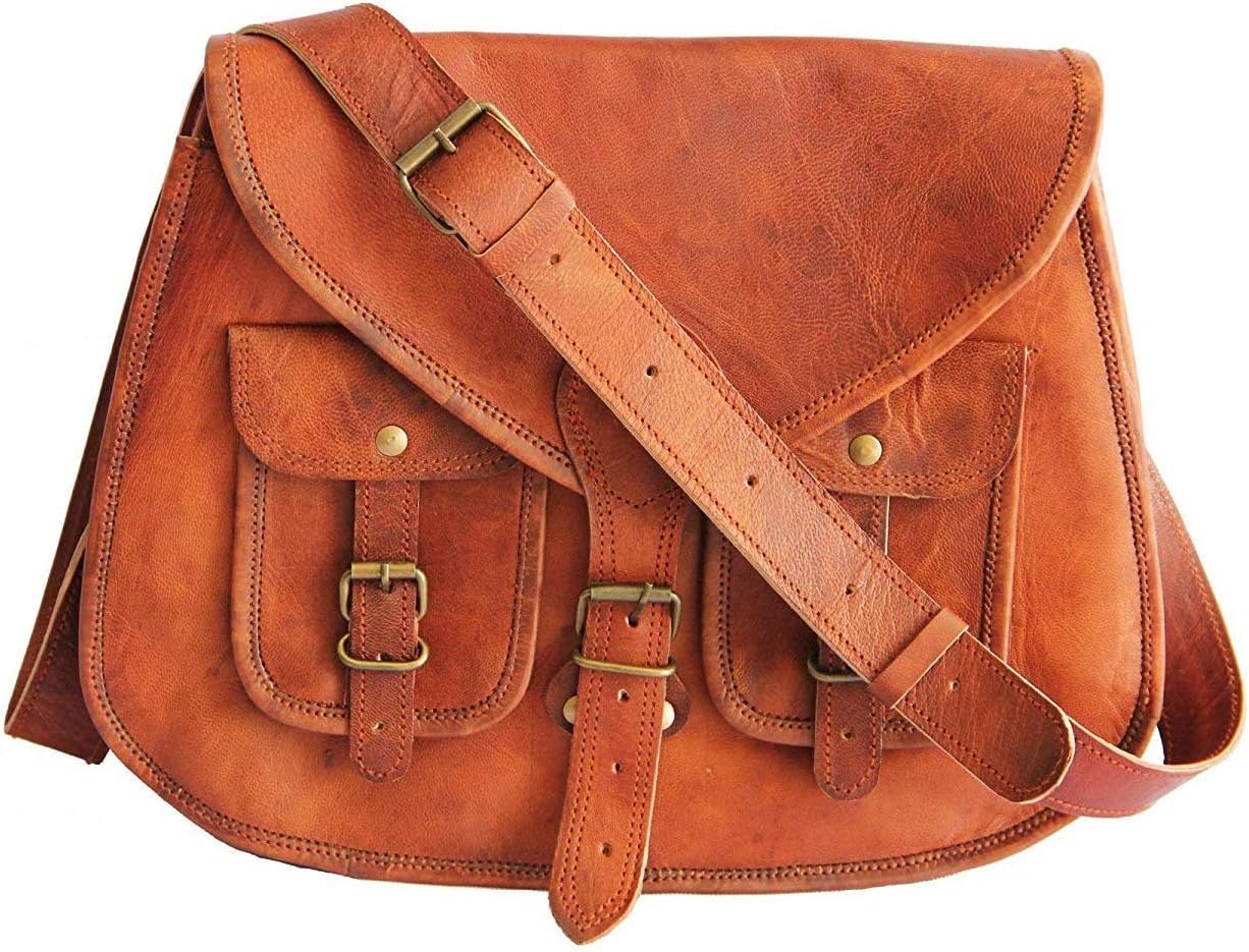 14 Inches Rugged- Chic Distressed Leather Women Sling Bag