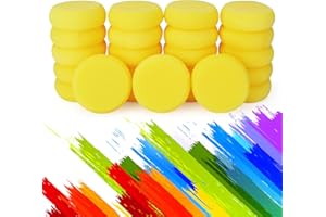 Abuff 50 Pack Painting Sponges, Round Watercolor Synthetic Sponge, Artist Sponge for Face Painting, Painting, Crafts, Pottery, Clay, Ceramics, Wall