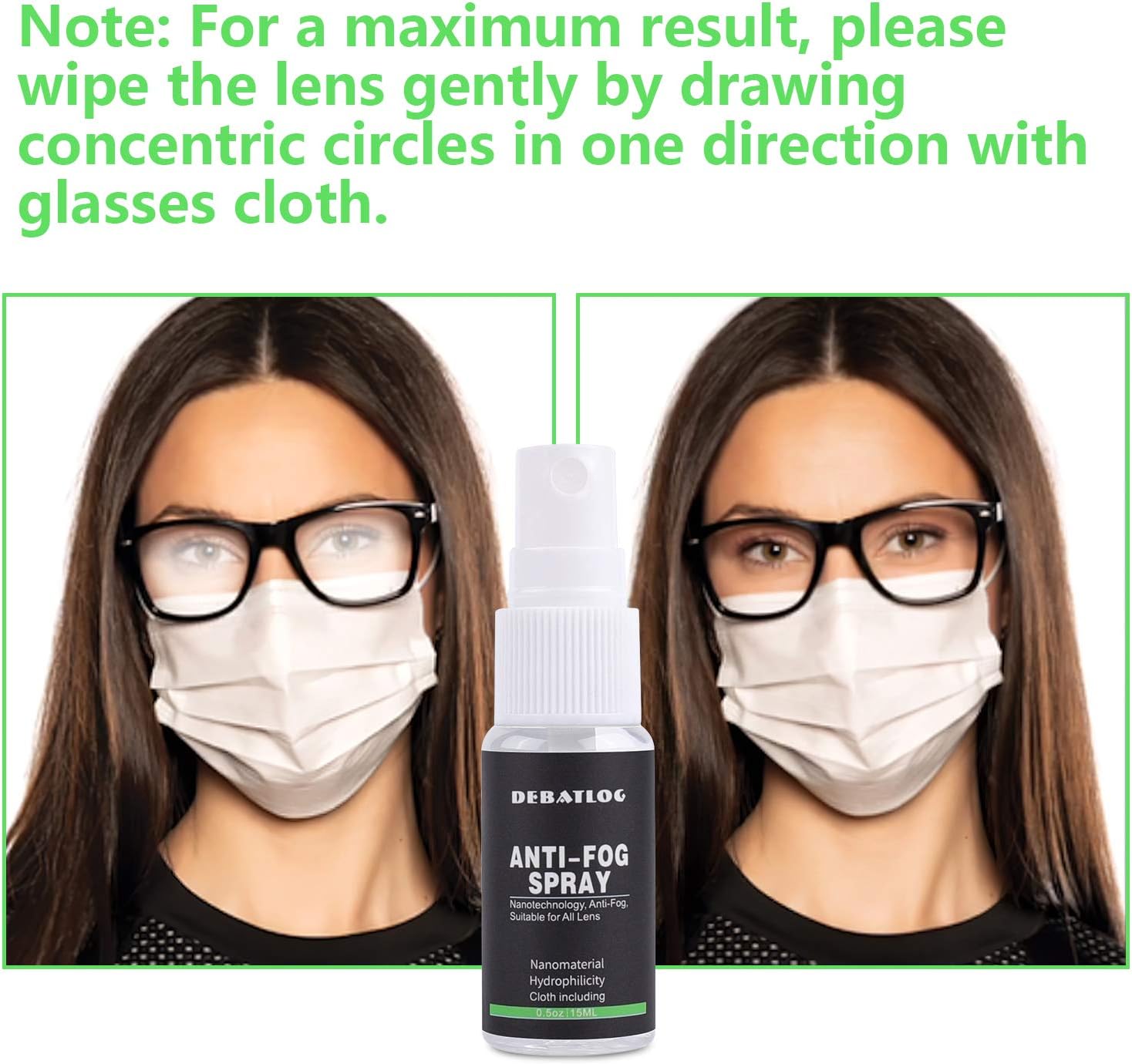 DEBATLOG Anti-Fog Spray for Glasses | Professional | Work on Eyeglass, Mask, Sports Goggles, Swim Goggles, Bathroom Mirror, Humid Environment, Nanotechnology, Alcohol-Free| Durable Anti-Fog : Sports & Outdoors