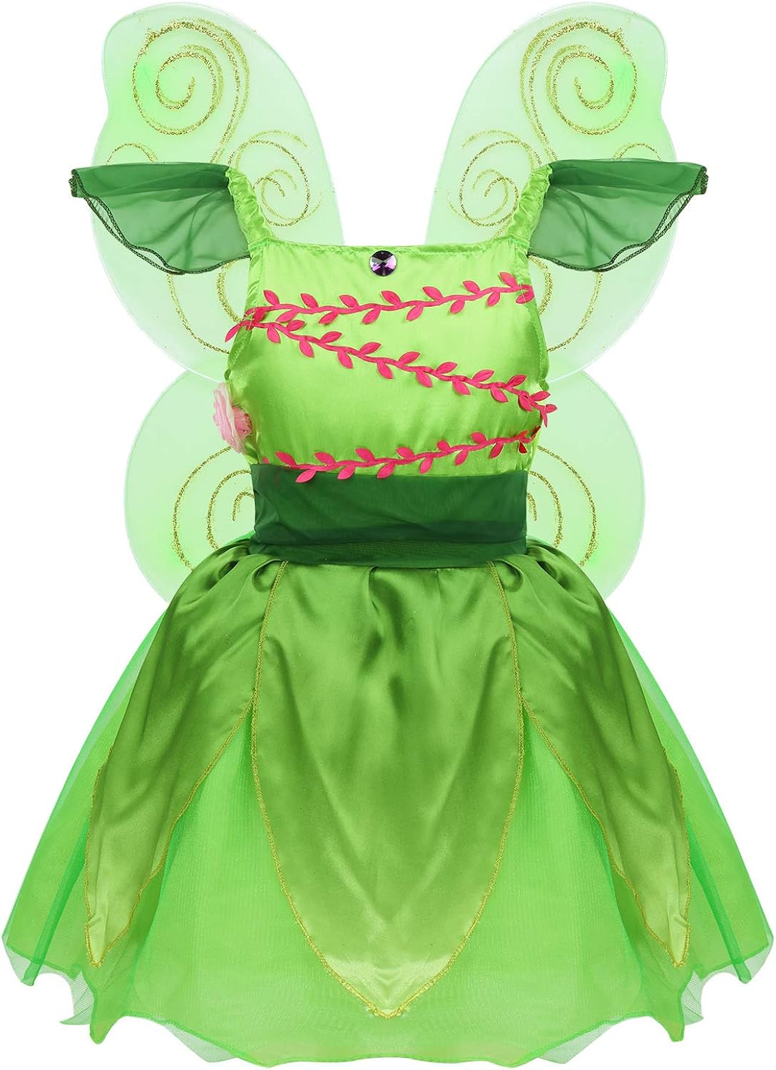 MSemis Costume Disfraz Hada de Bosque Niñas Vestido Princesa Tutú Verde Cosplay Campanilla Disfraces Halloween Traje Lujoso Cumpleaños Navidad Fiesta: Amazon.es: Ropa y accesorios