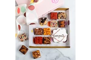 Send Your Message with a Brownie Points "Congrats" Brownies Gift Box: Created with the Finest, Freshest ingredients, most Inventive Flavors and a Thank you BrowniEmoji. 13 Baked from Scratch Brownies, each Individually wrapped for peak freshness and share-ability.