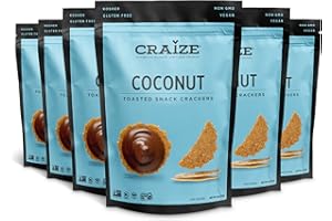 Craize Coconut Crisps | Gluten Free, Vegan, Kosher, Toasted Corn Crackers | 6 pack, 4 oz each