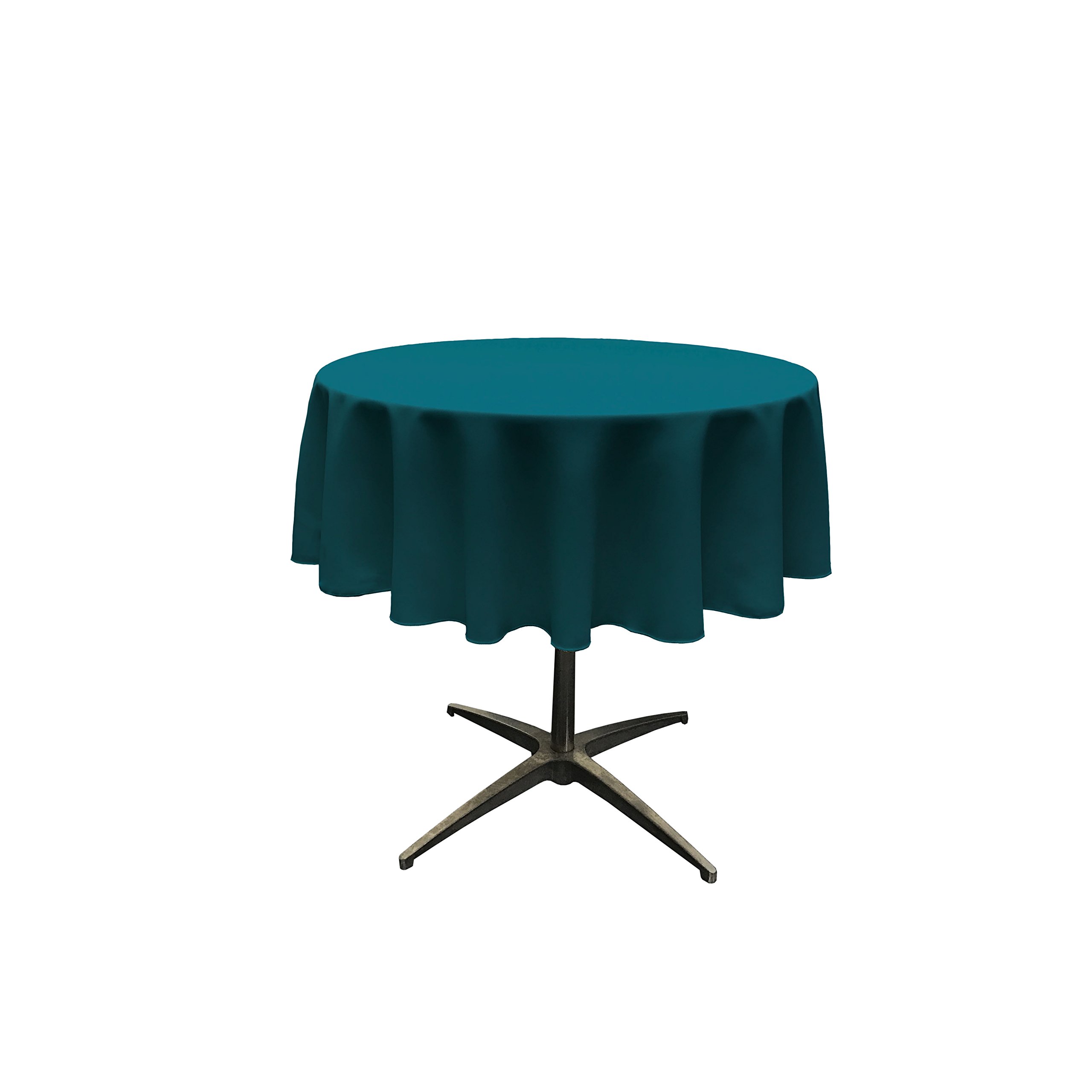 LA Linen Poplin Round Tablecloth, Polyester, Dark Teal, 51-Inch — image 1