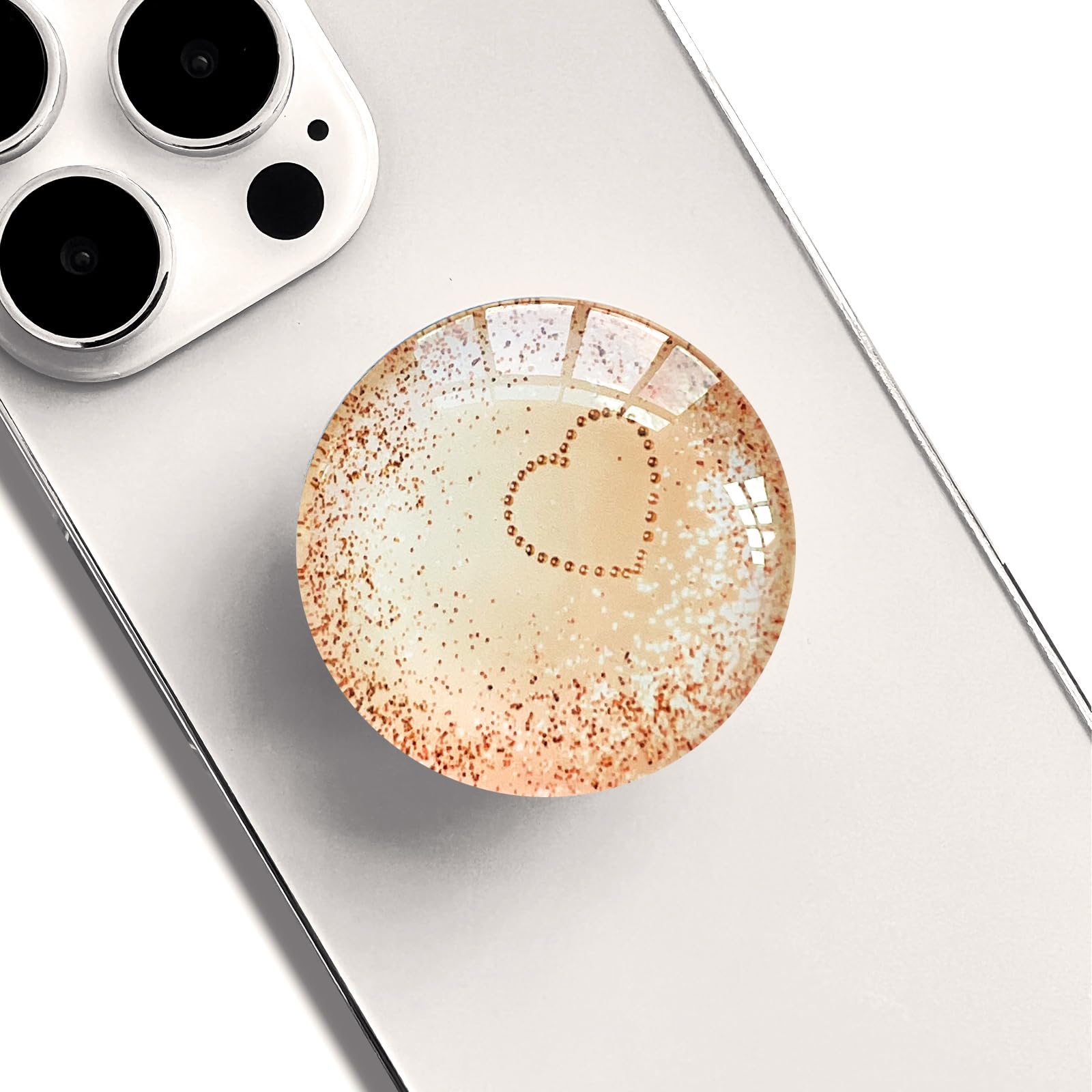 WUYULB Clear Crystal Glitter Expandible Collapsible Moblile Phone Grip Stand Holder for Smartphones and Tablets Cell Phone Accessory (Heart Rose Gold)