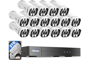 Hiseeu 16CH 3K Wired Security Camera System with Smart Dual Light,Audio,Vehicle/Person Detection,5MP 16CH DVR,16PCS 5MP IP67 Outdoor Indoor Surveillance CCTV Cameras,3TB HDD for 24/7 Home Security