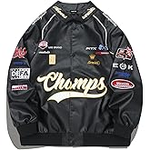 Vamtac Faux Leather Motocross Jackets Oversized Vintage Racing Varsity Bomber Coat Men Trendy Streetwear