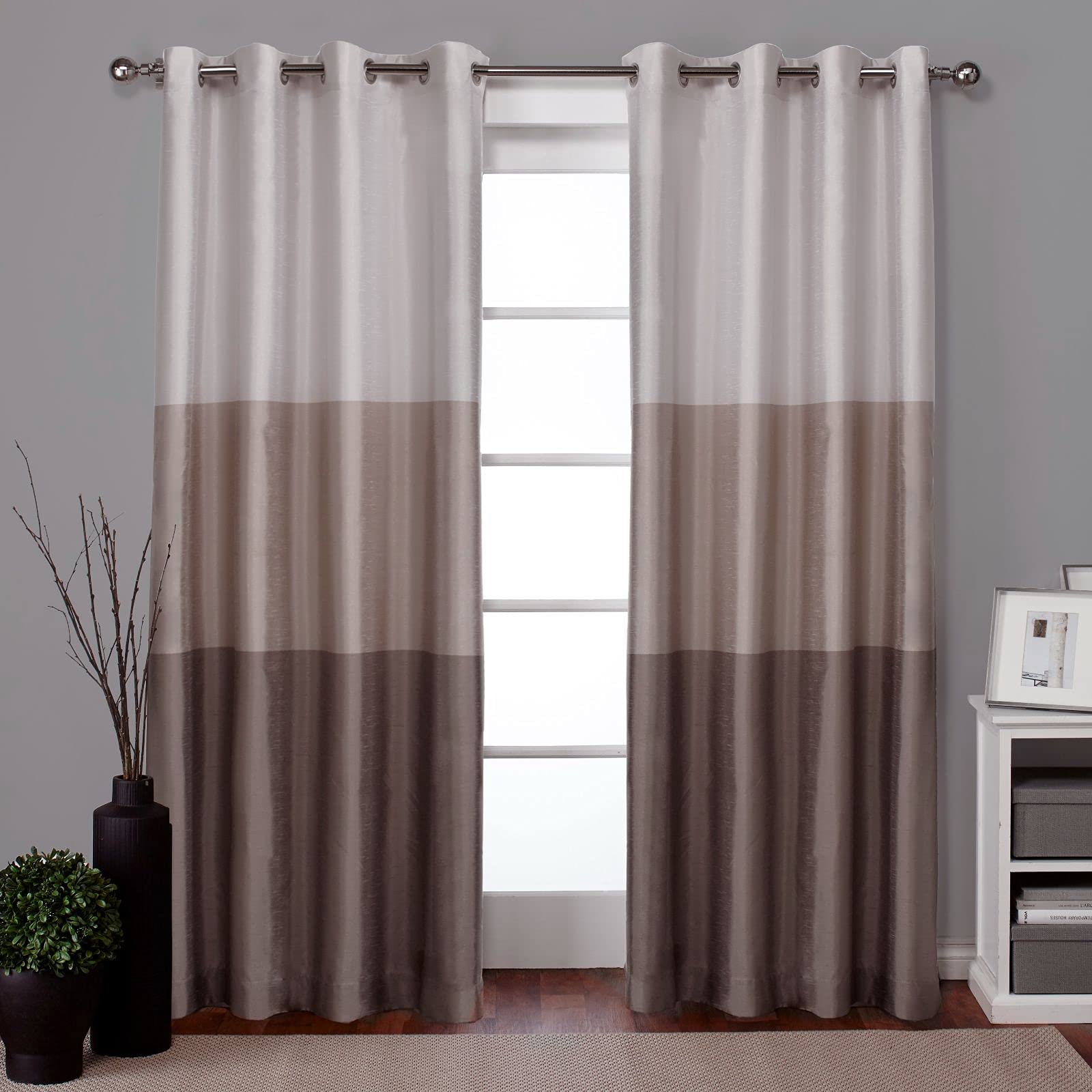 Exclusive Home Curtains Chateau Grommet Top Panel Pair, Taupe, 54x108, 2 Piece — image 1