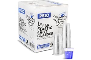 Morning Dew 1 oz Clear Plastic Shot Glasses 36x40 ct (1440 Count), Disposable Plastic PS Shot Cups, Mini Party Tasting Cups, 