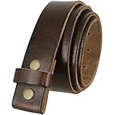 100% One-Piece Full Grain Leather Belt Straps with No Slot Hole/Slot Hole/Heavy-Duty, Multi Options 1-1/2" (38mm) Wide