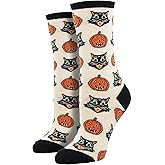 Socksmith Women's Vintage Halloween Crew Socks, Ivory Heather