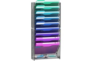 VEESUN Organiseur mural à suspendre à 10 niveaux, support de fichiers mural pour lettres, courriers, magazines, fichiers avec