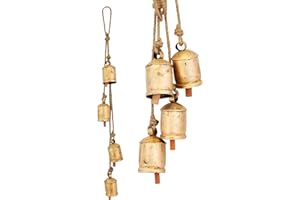 ANNA HOME Vintage Rustic Cow Bell Christmas Bell Set - Shabby Chic Holiday Decor - Set of 4 Bells in one String - Create Festive Ambiance and Invite Good Luck.