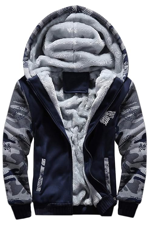 Manfu Game of Thrones Kapuzen Pullover GOT Hoodie Pullover Cosplay Kostüm Winterjacke Schwarz L