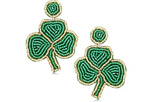 ARATLENCH St Patricks Day Earrings Dangling Beaded Green Shamrock Earrings Handmade Lucky Clover Beer Glass Leprechaun Teardrop Drop Dangle Earrings Funny Irish Holiday Jewelry Gift for Women