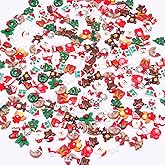 200pcs Christmas Resin Charms for Crafts, Christmas Slime Flatback Charms,Ornament Scrapbooking DIY Crafts, Miniature Ornaments for Christmas Embellishments, Craft Supplies Mini Christmas Decorations
