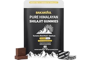 BAKAKOUL Shilajit Gummies,Pure Shilajit Himalayan with Ashwagandha,Turmeric Sugar-Free,Organic Gummy for Men and Women,Boosts Energy & Immunity,Natural Non-GMO,60 Gummies