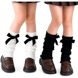 Fizzlup Leg Warmers with Bows Cute Legwarmers Ruffle Y2k Clothes | Cute Leg Warmers, Frilly Warmer,Bow Boots Cuffs, Kawaii Ou