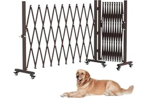 THEYFIRST Expandable Driveway Gate with Casters, Portable Metal Folding Security Gate, 209" Wide Aluminum Garden Fence, Outdoor Dog Fence for Yard in Coffee, 41.34 * 216.54