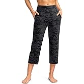 SANTINY Capri Pants for Women High Waisted Workout Yoga Capris Leggings Straight Leg Athletic Cropped Pants with Pockets